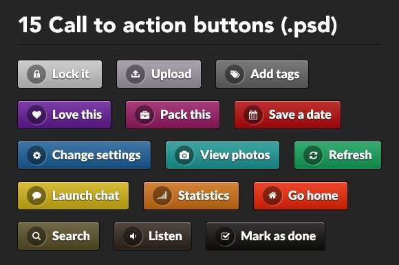 Call to Action Buttons (.psd) cover image.