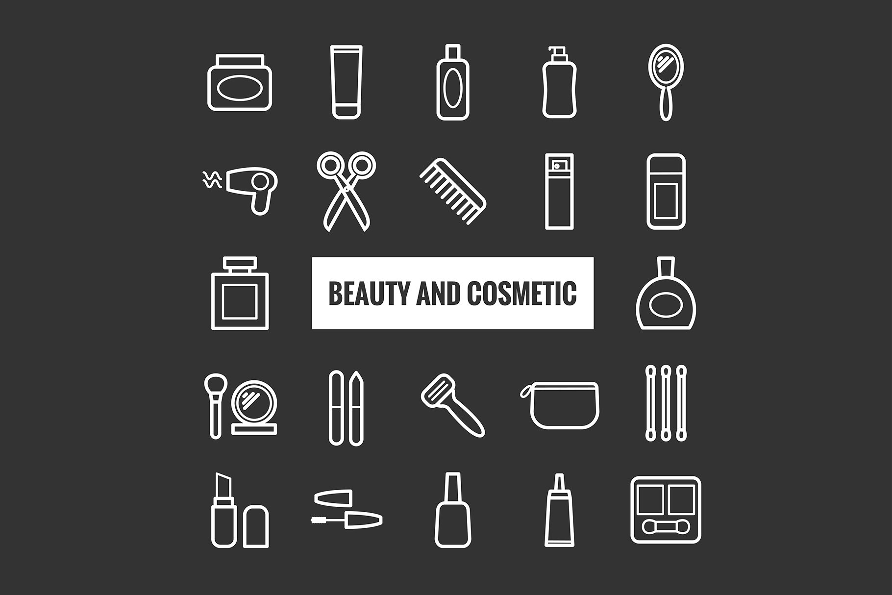 22 vector beauty and cosmetics icons preview image.