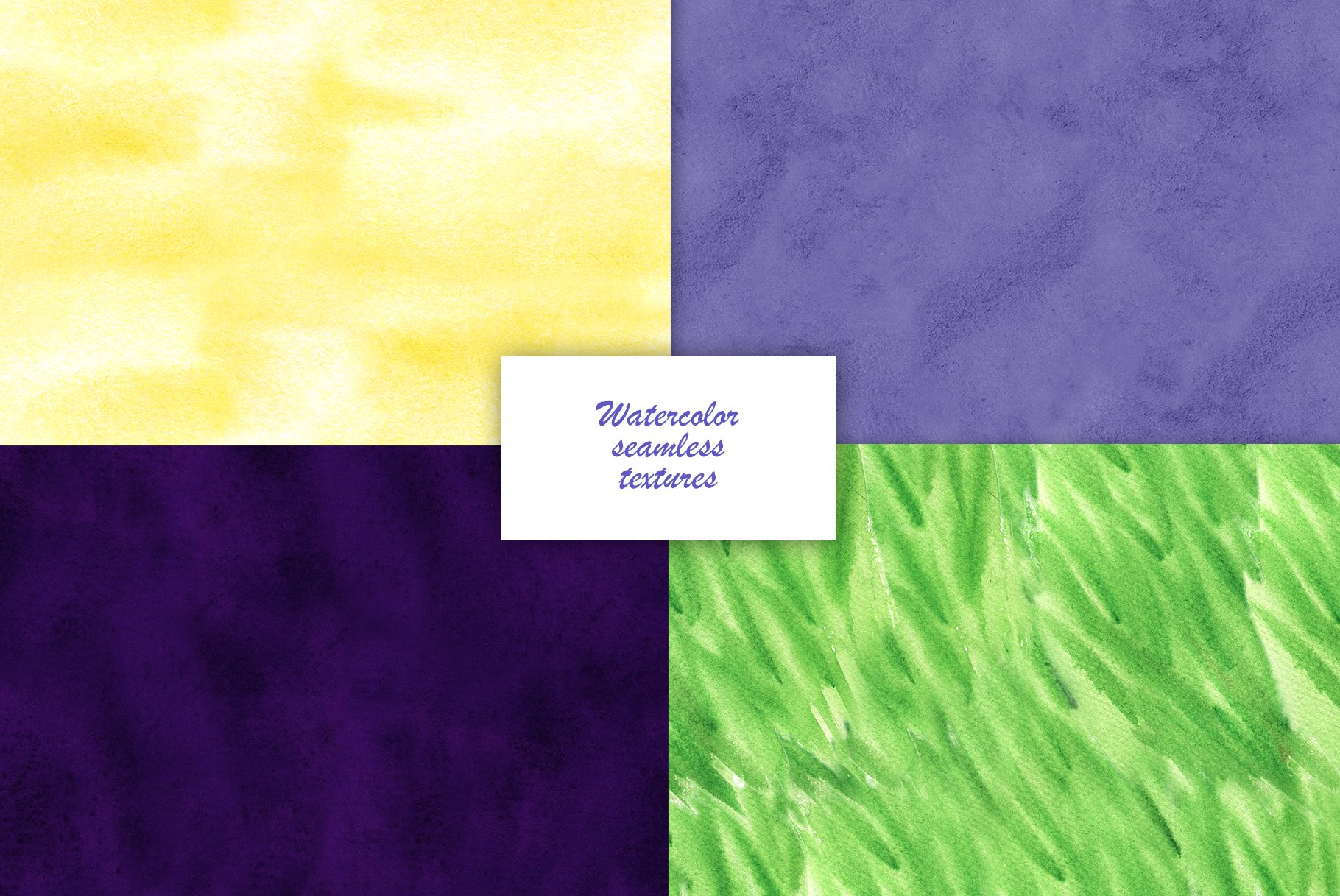 Summer watercolor seamless textures preview image.