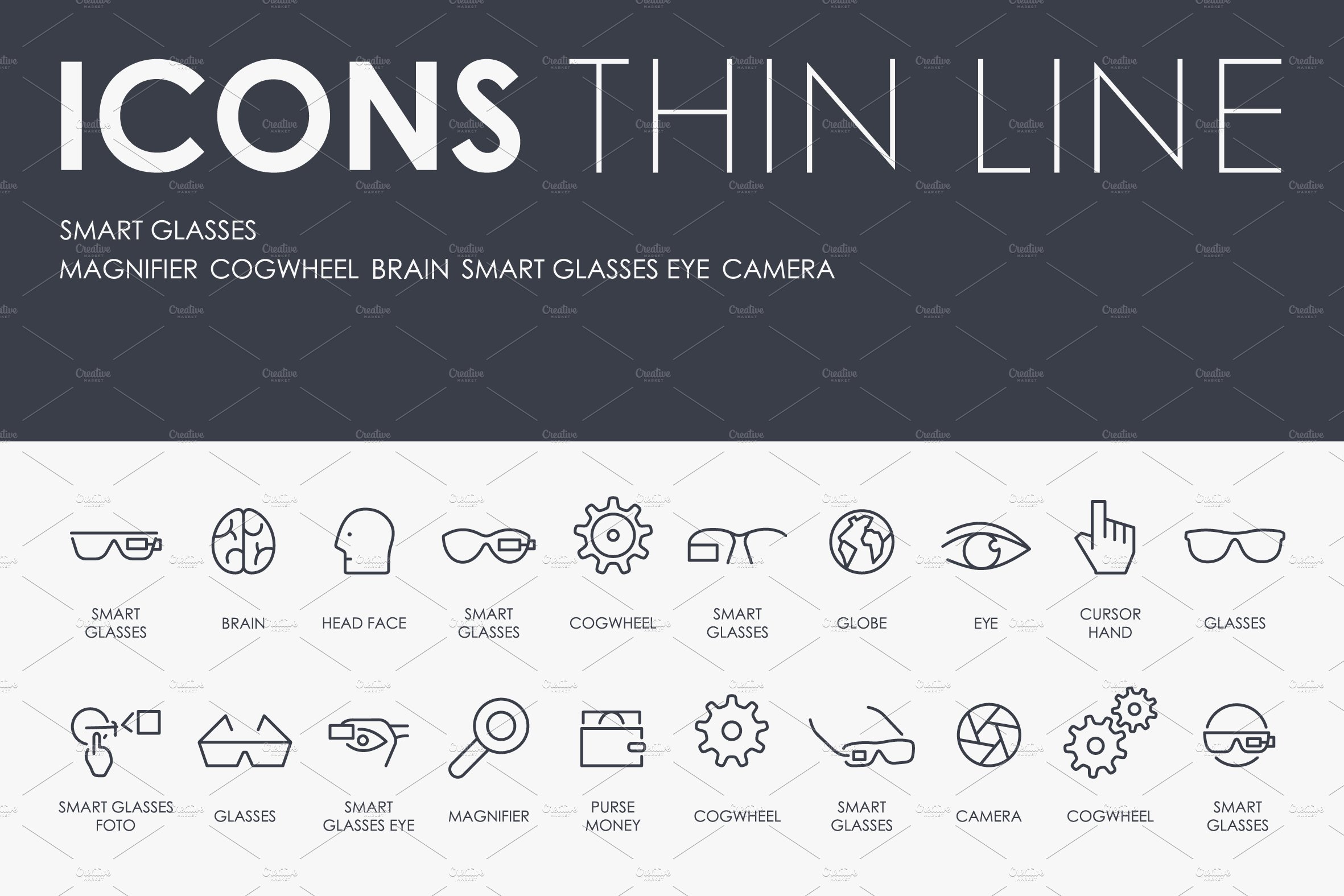 Smart glasses thinline icons cover image.