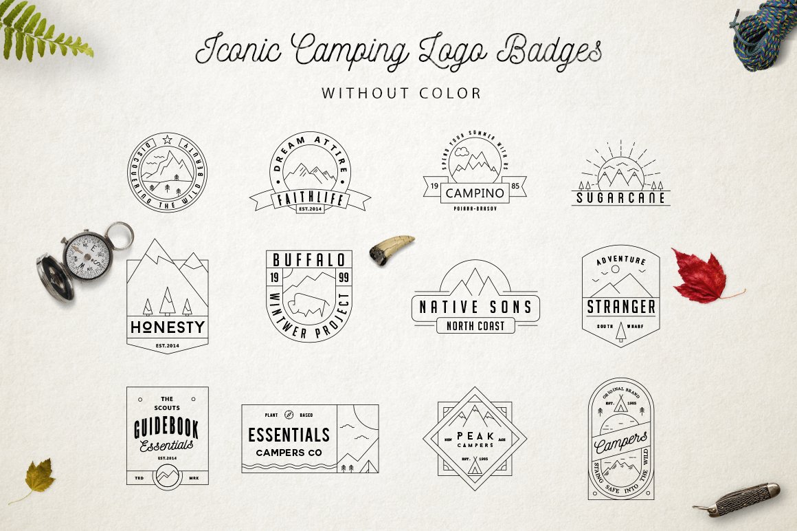 Iconic Camping Logo Badges 2 preview image.