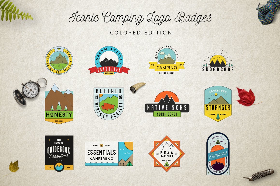 Iconic Camping Logo Badges 2 cover image.