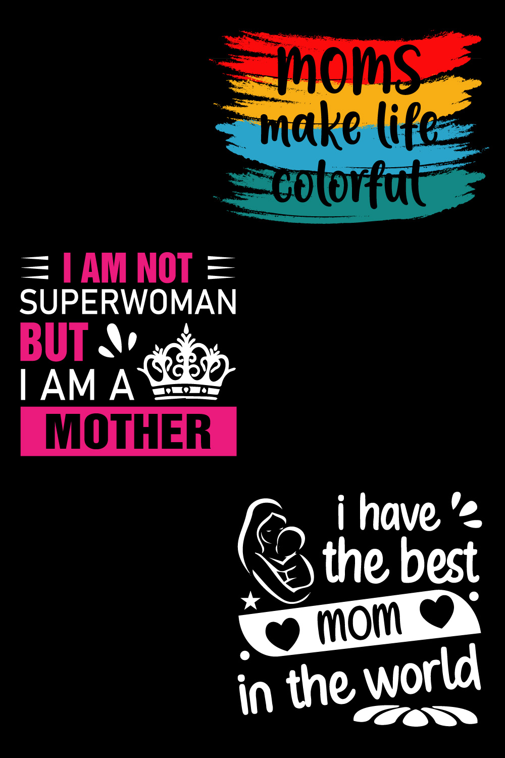 Mother's Day T- Shirts Design Bundle pinterest preview image.