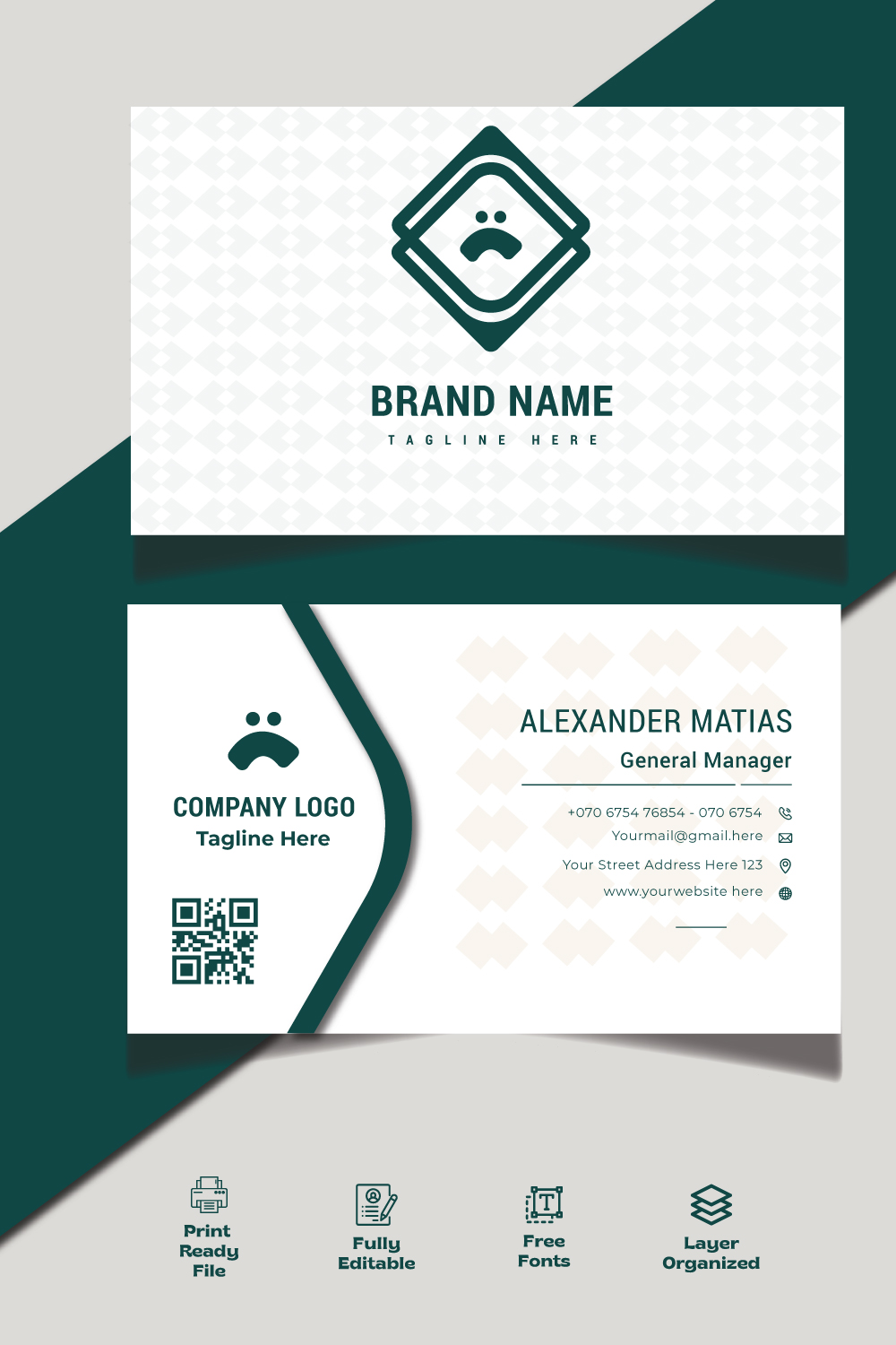 5+ Modern Business card Template stock illustration pinterest preview image.