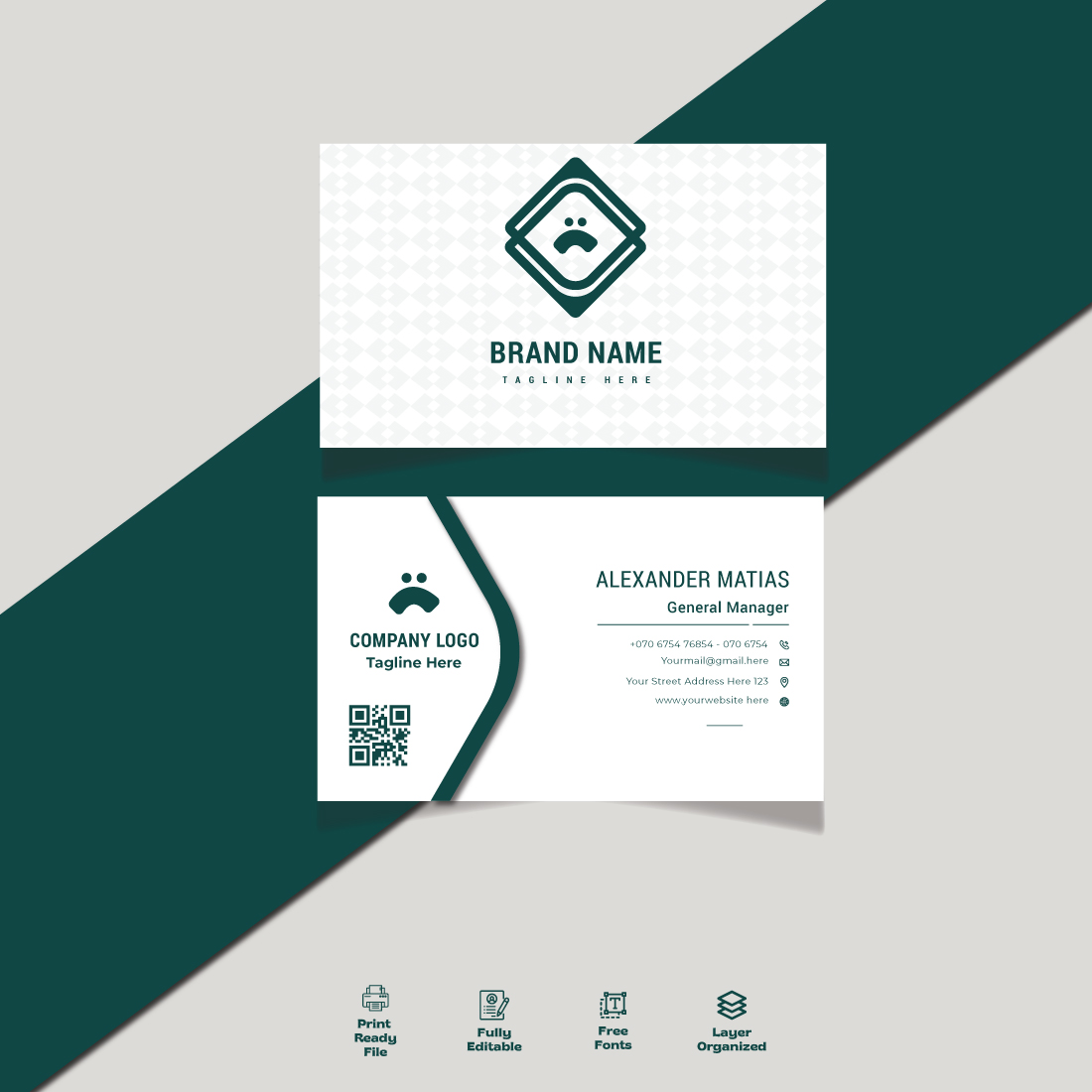 Minimal business card template layout Vector illustration Stationery design cover image.