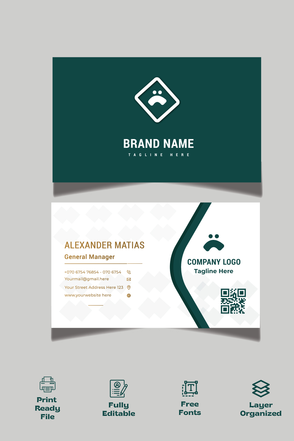 print ready Minimalist business card template layout Vector illustration Stationery design pinterest preview image.