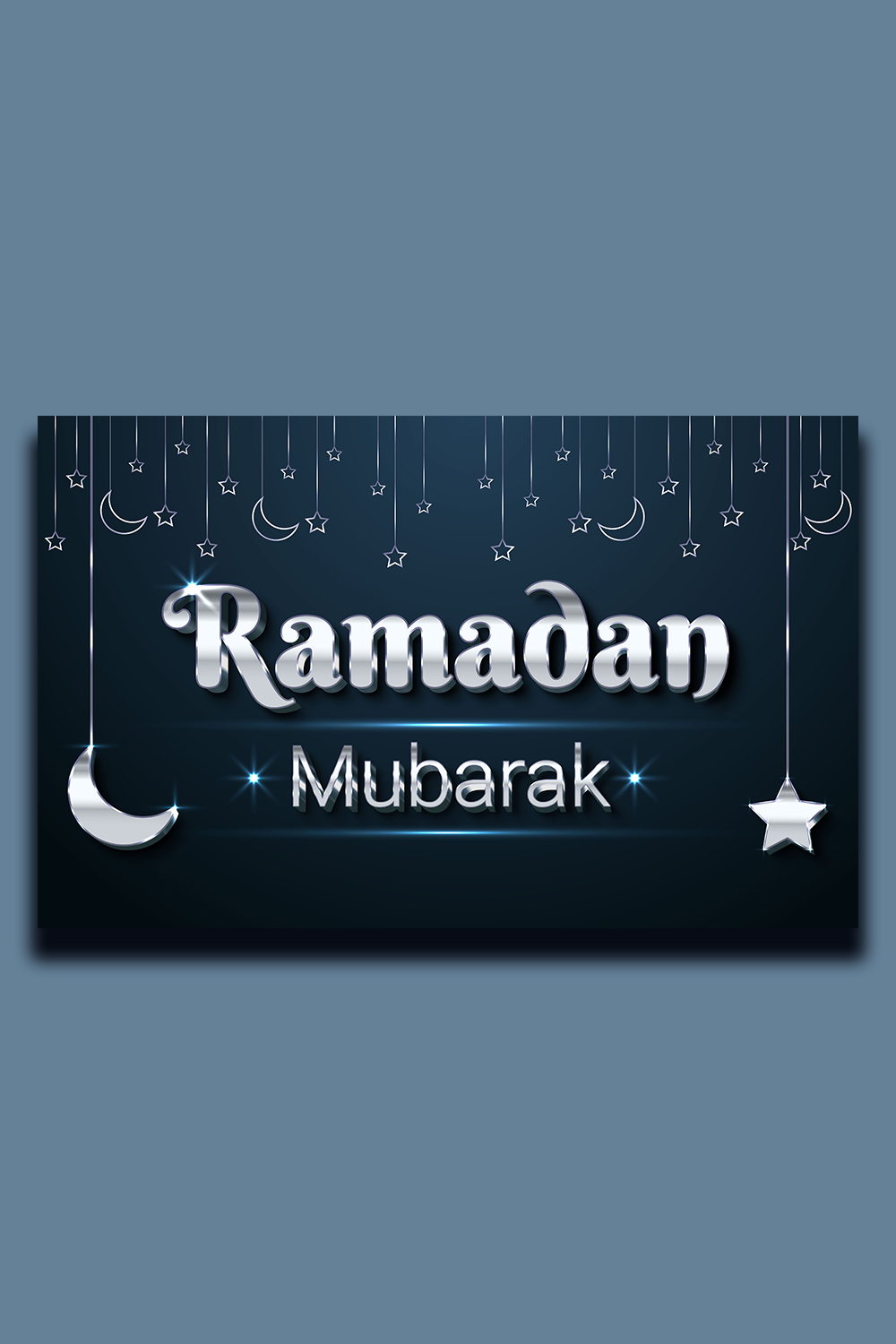 Ramadan Kareem Editable 3D Silver Text Effect pinterest preview image.