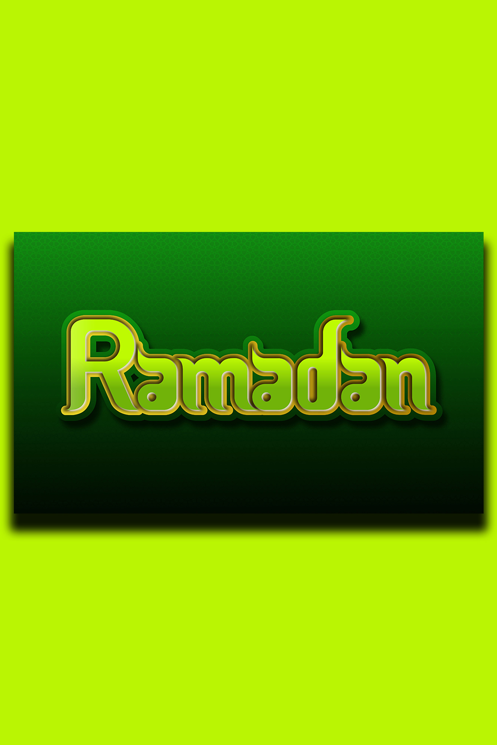 Ramadan Special Editable 3D Text Effect with green color variation pinterest preview image.