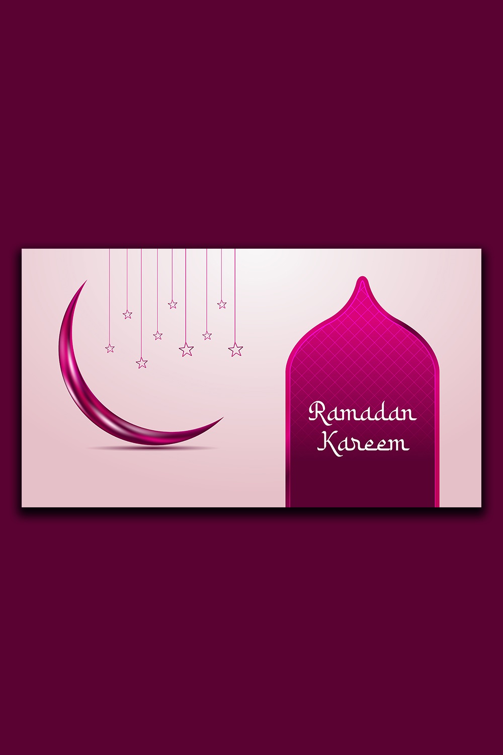 Colorful Ramadan Kareem greetings banner design pinterest preview image.