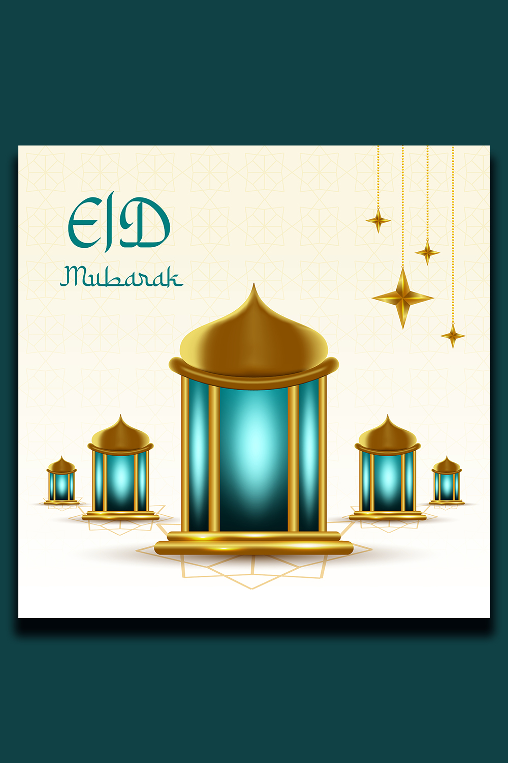 Eid Mubarak Greetings Social Media Post pinterest preview image.
