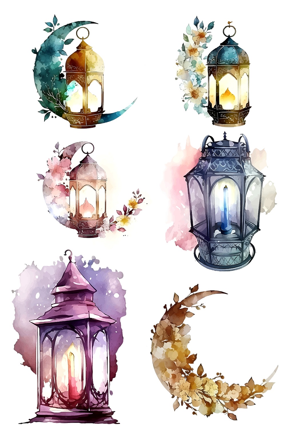 Vector Lantern Collection For Ramadan And Eid Celebration Design pinterest preview image.
