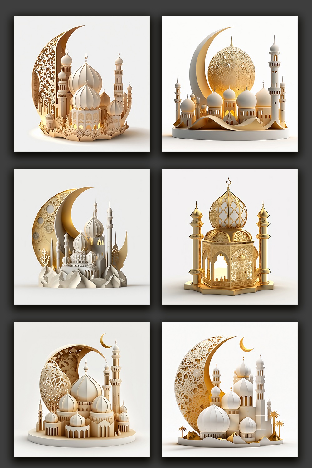 Ramadan Kareem and Eid Mubarak Islamic Background Collection pinterest preview image.