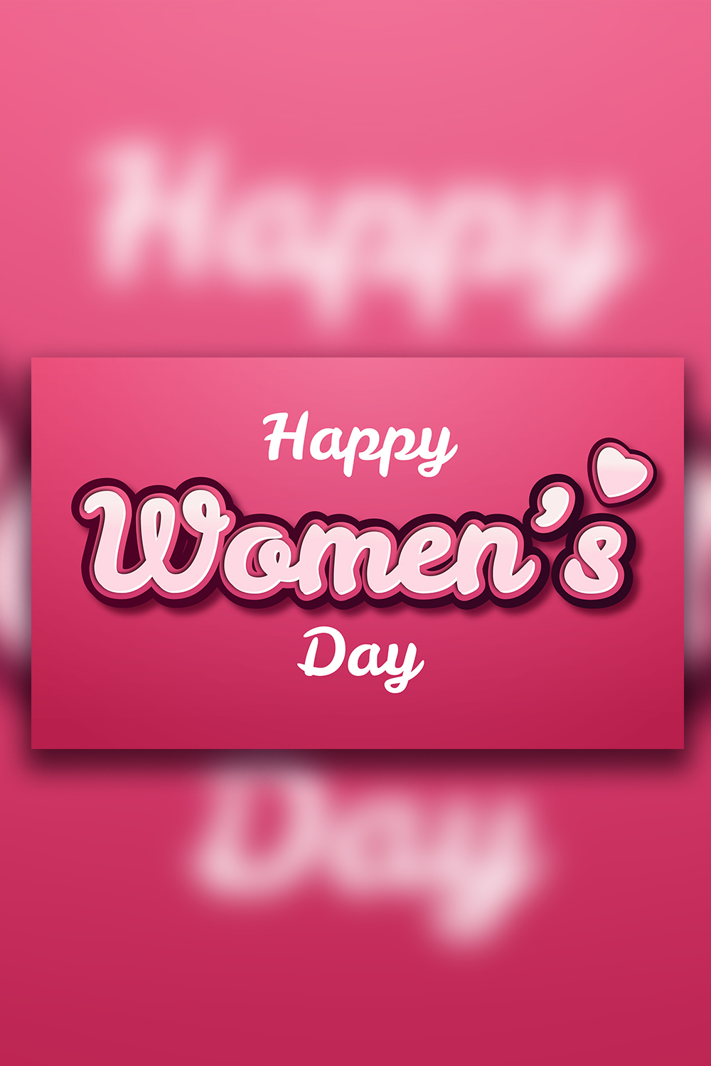 Happy Womens Day wishing editable 3D Text pinterest preview image.