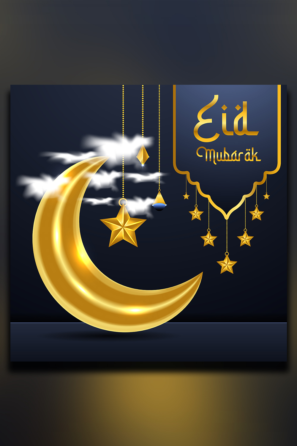 Eid Mubarak Greeting Social Media Post pinterest preview image.