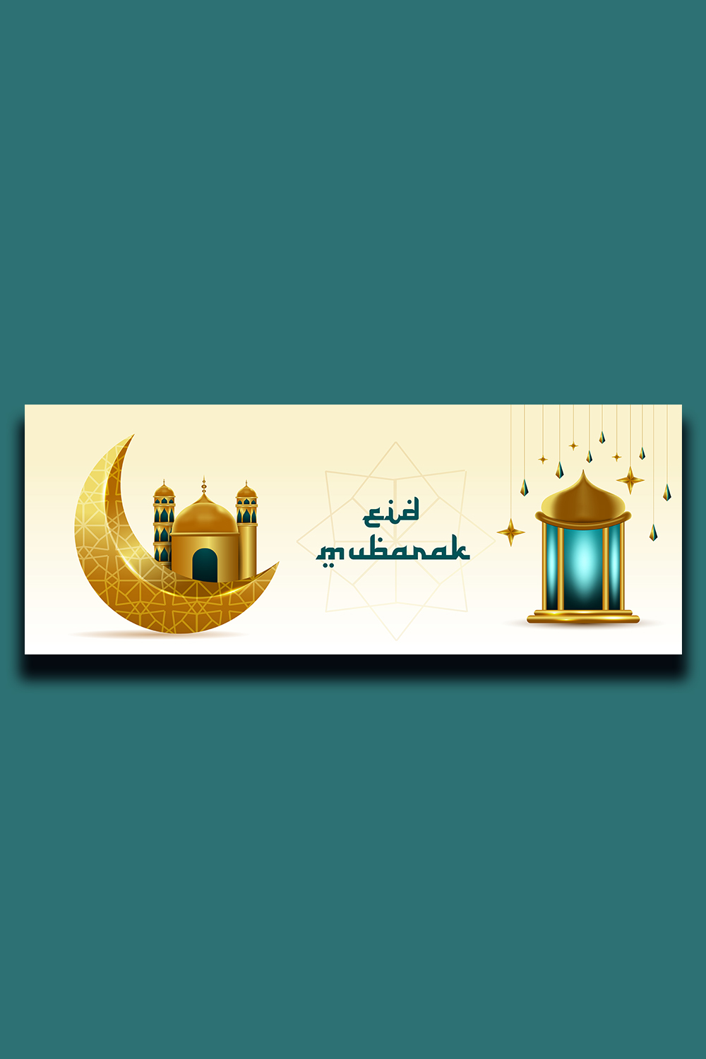 3D Eid Mubarak Social Media Cover Design pinterest preview image.