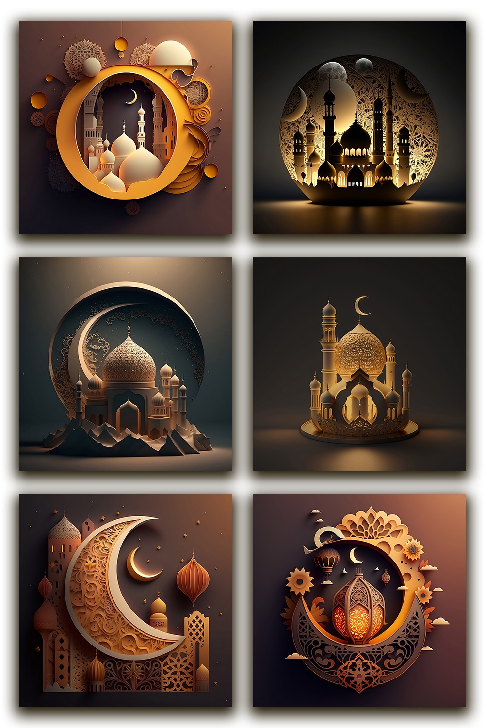 Islamic Background Collection for Ramadan and Eid Celebration pinterest preview image.