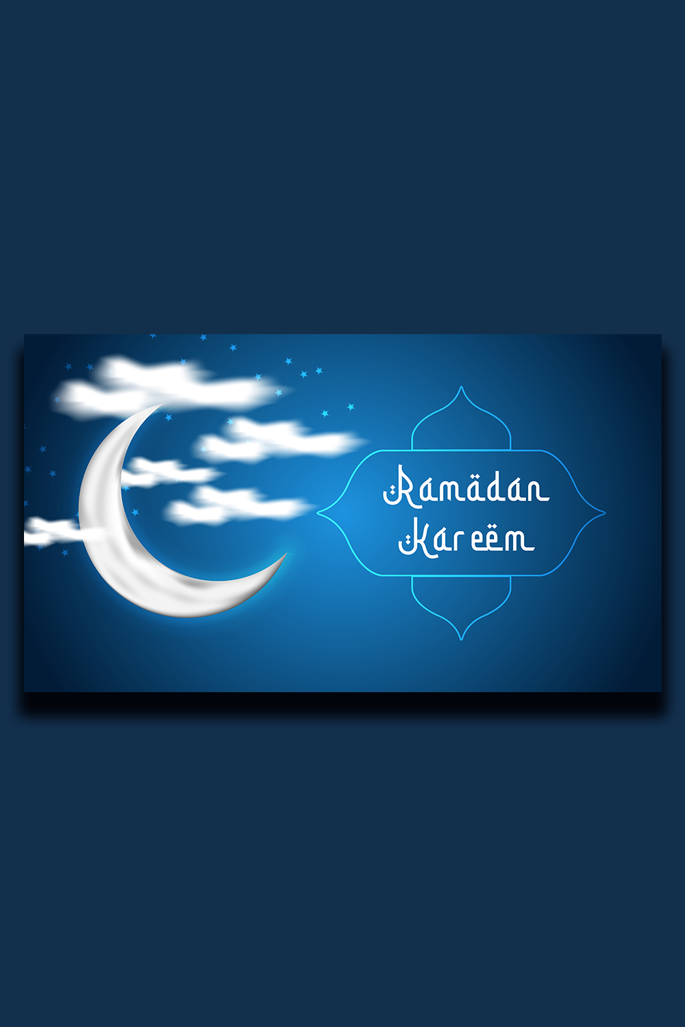 Ramadan kareem greetings banner design with night sky pinterest preview image.