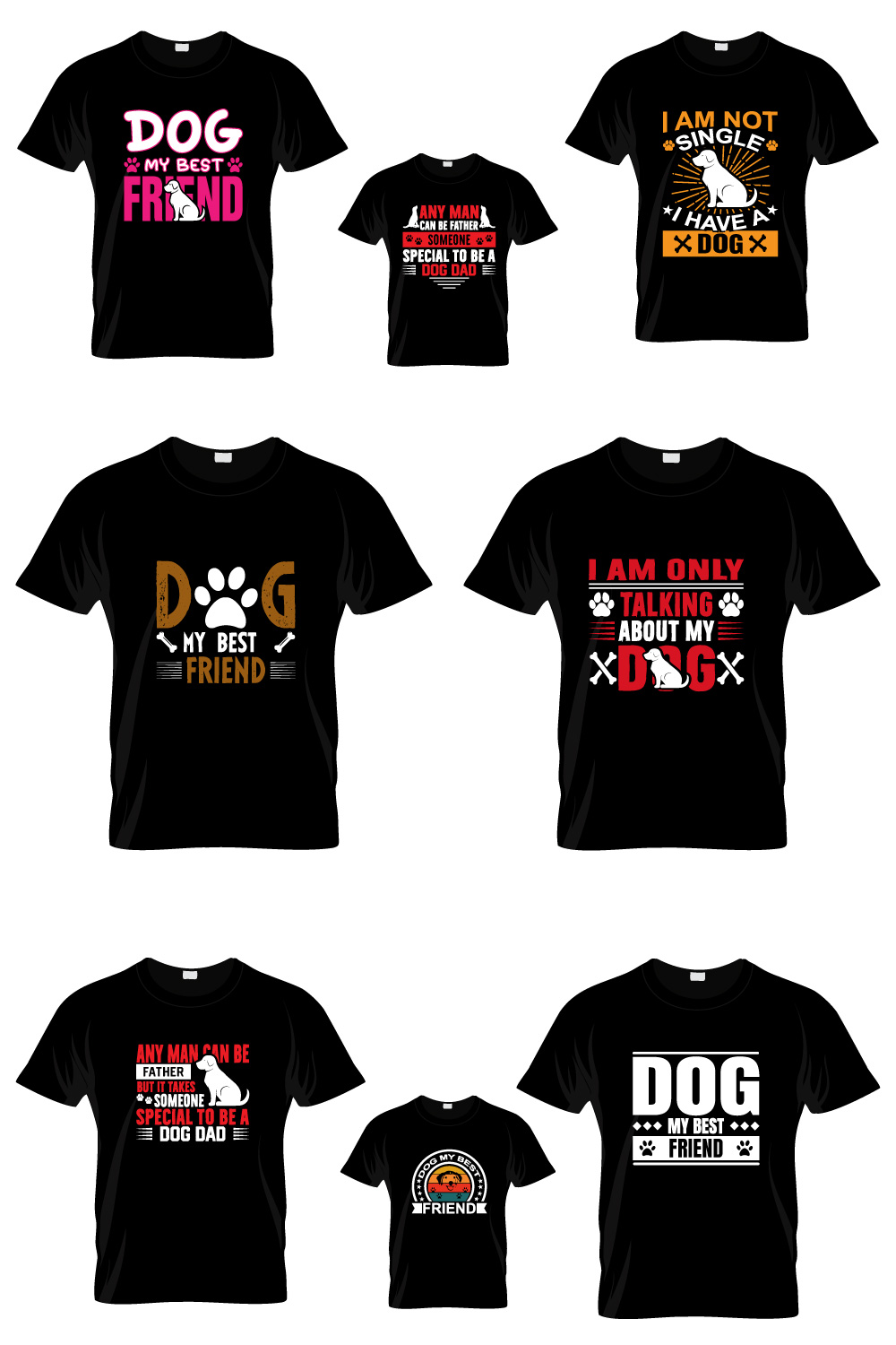 Dog T- Shirt Design Bundle pinterest preview image.