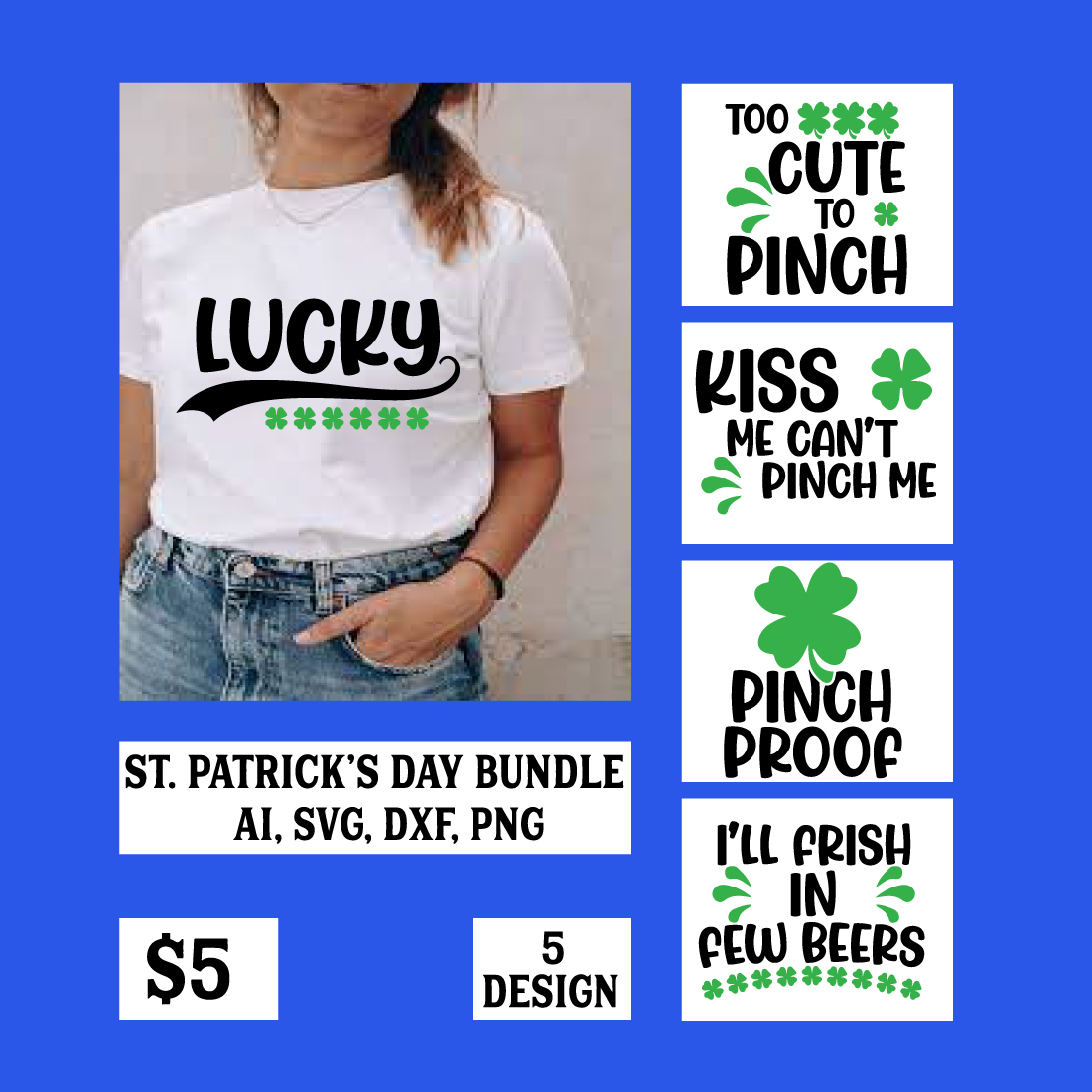 5st patrick's day t-shirt design bundle cover image.