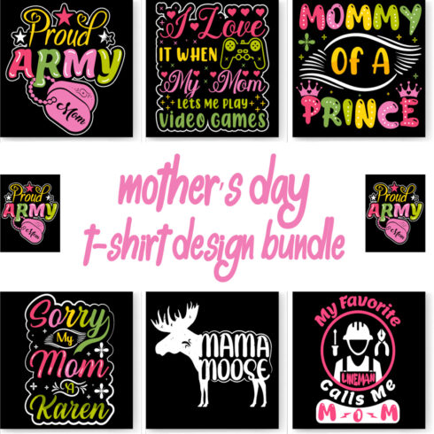 Mother's day t-shirt design bundle, mother's day design, Happy mother's day cover image.