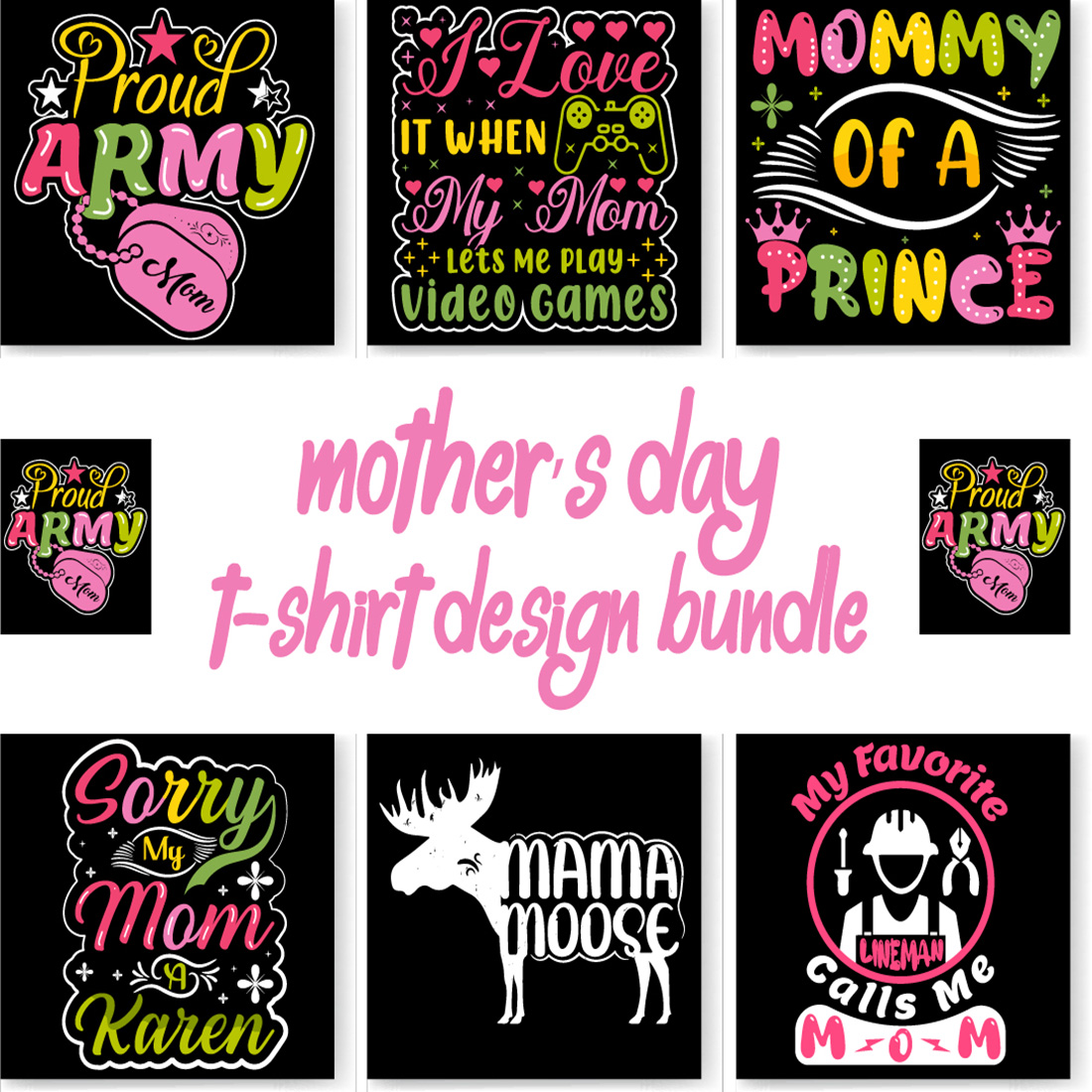 Mother's day t-shirt design bundle, mother's day design, Happy mother's day cover image.