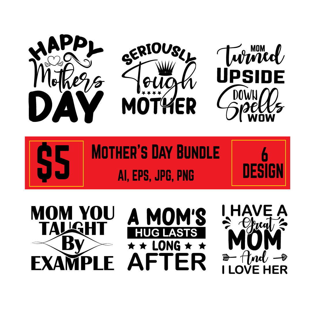 6 Mother's Day T-shirt Design preview image.