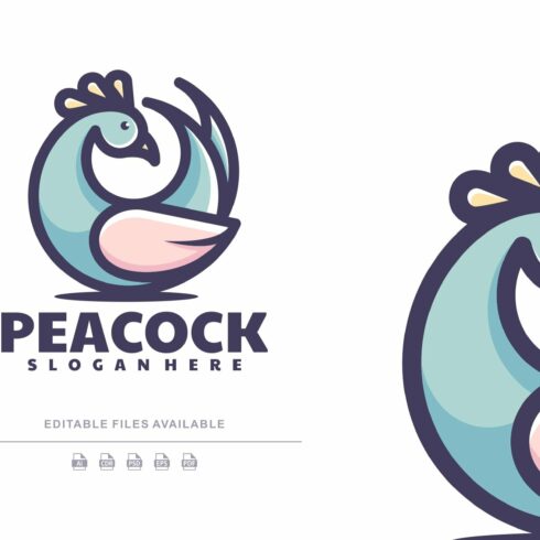 Peacock Simple Mascot Logo cover image.