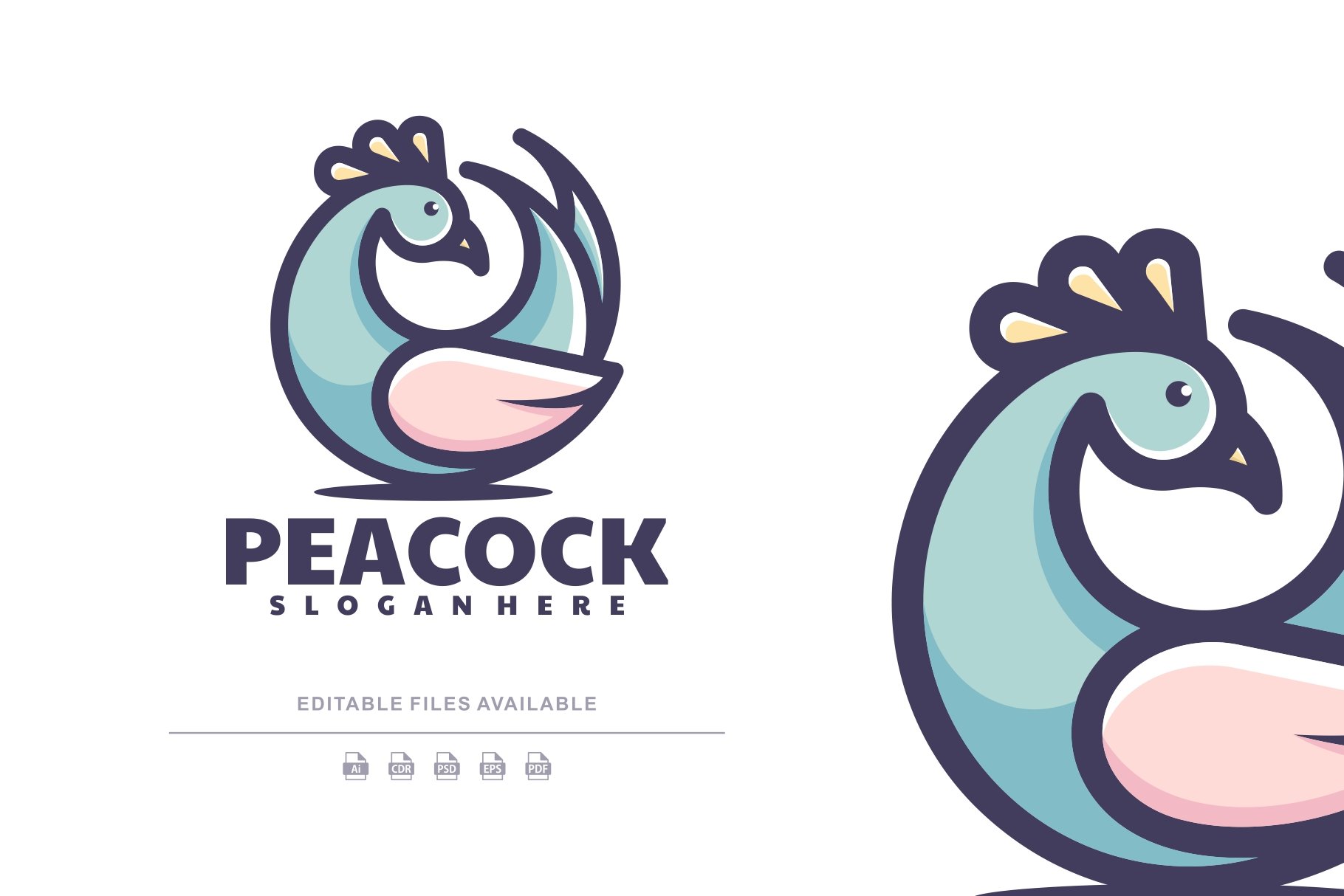 Peacock Simple Mascot Logo cover image.