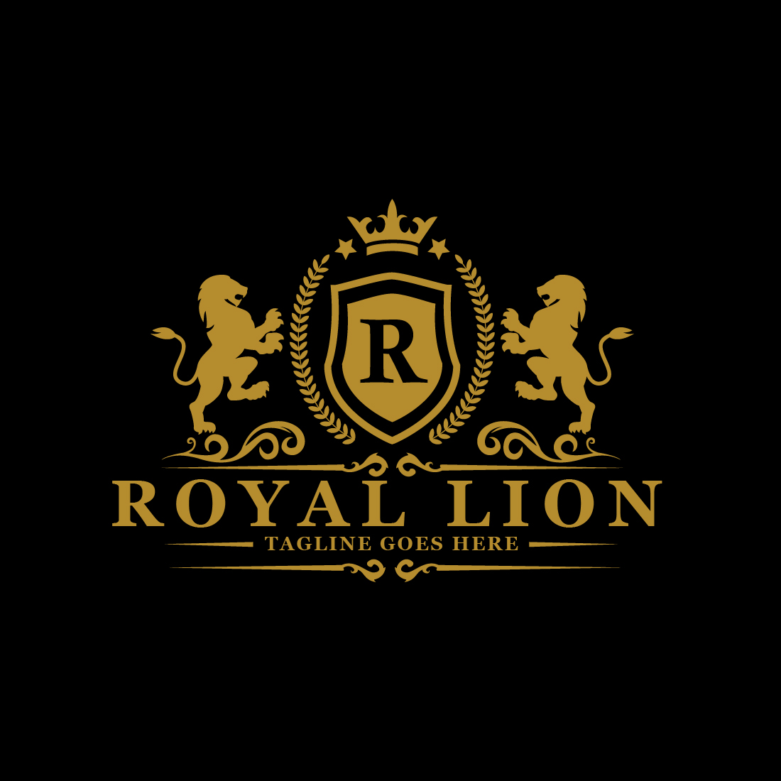 The royal lion logo on a black background.