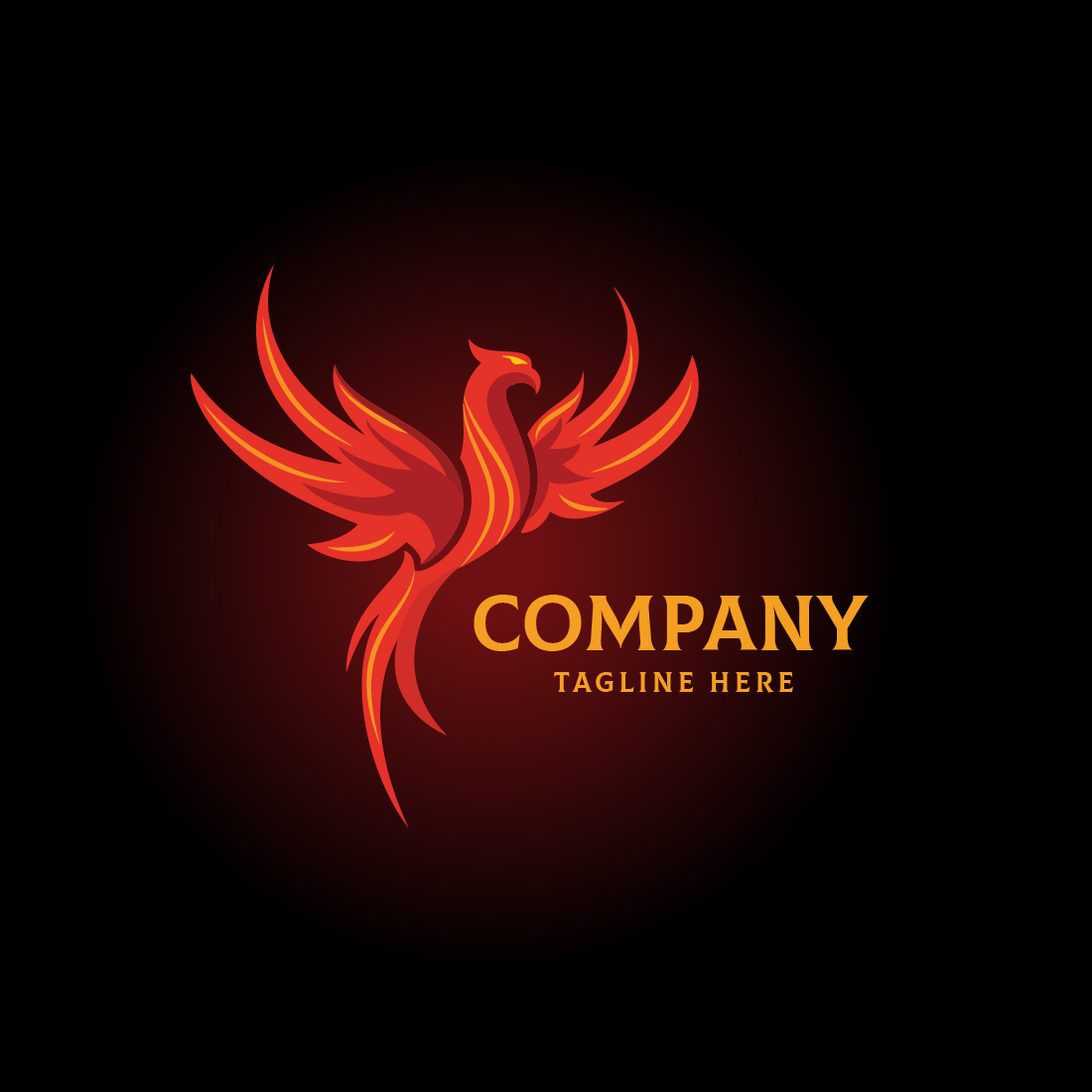 Red bird logo on a black background.