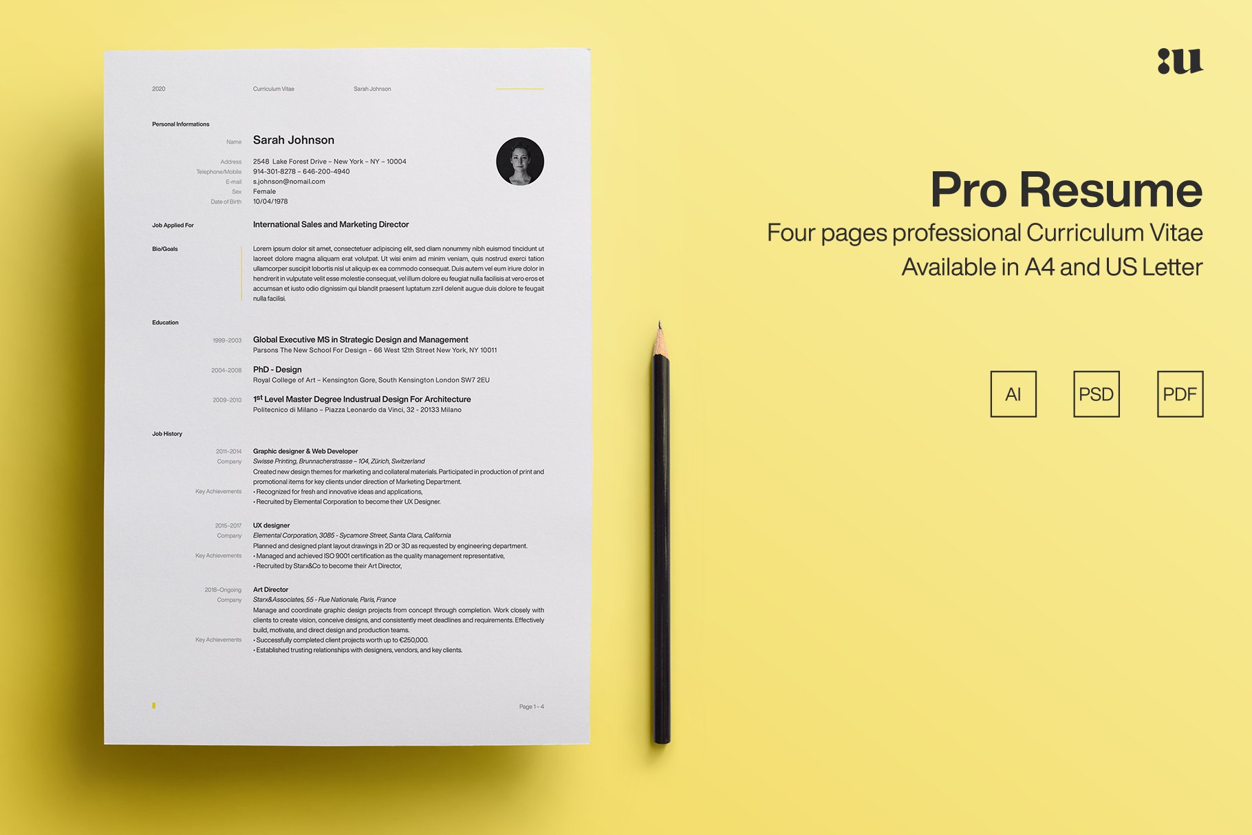 Pro Resume Template cover image.