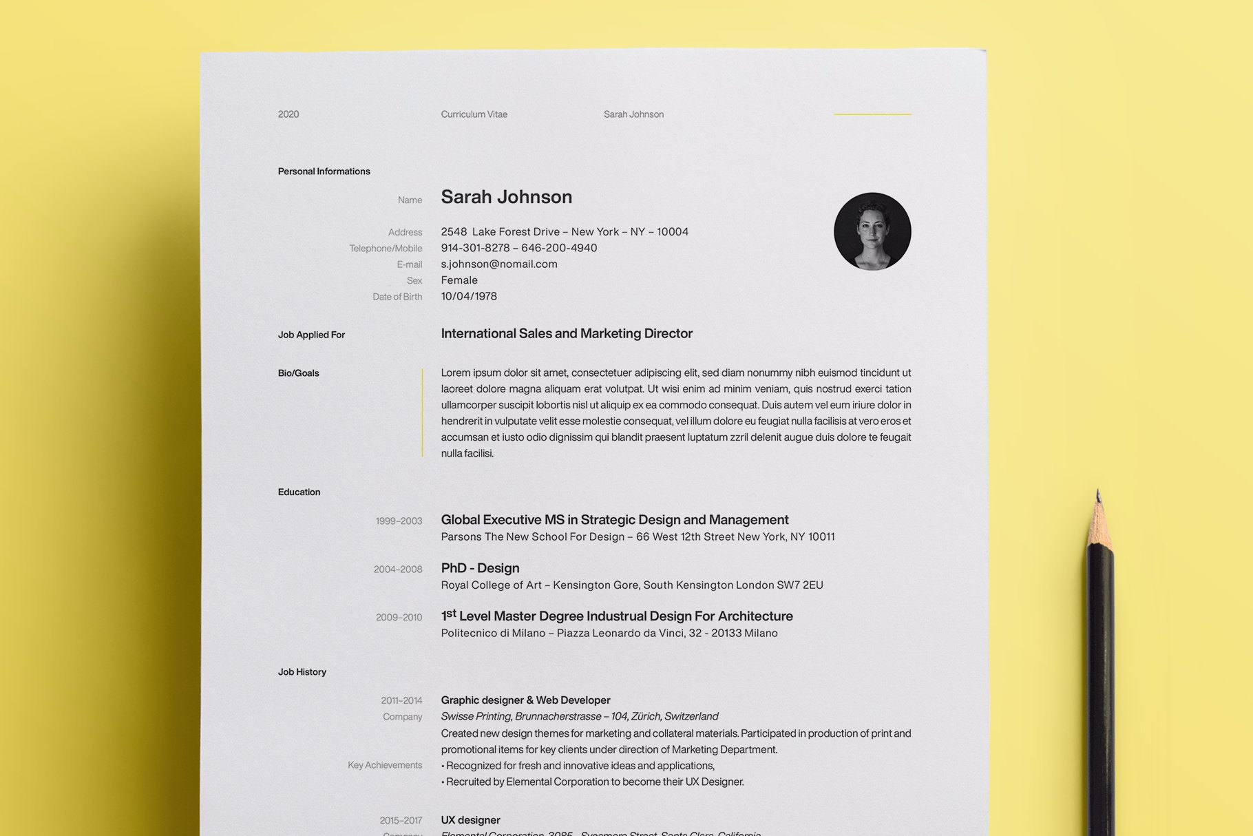 Pro Resume Template preview image.