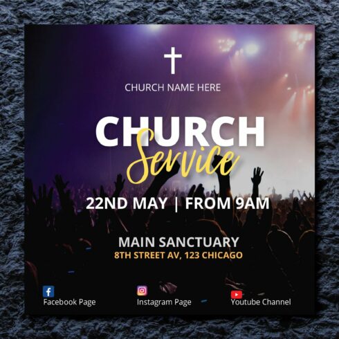 Church Service Flyer Canva Template cover image.
