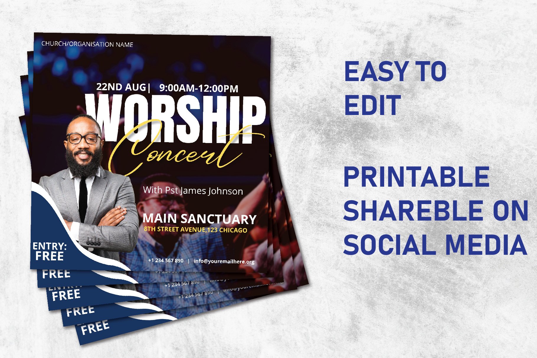 Worship Concert Canva Template preview image.