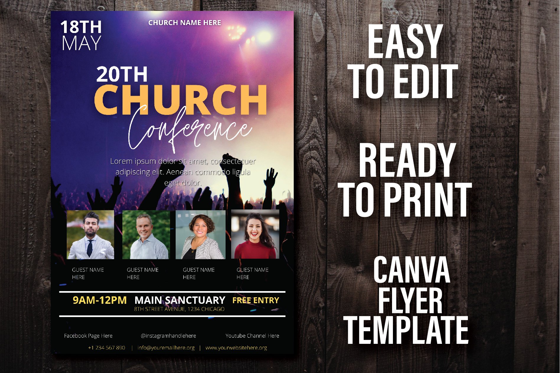 CHURCH CONFERENCE CANVA TEMPLATE preview image.