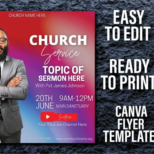 Church Service Canva Template cover image.