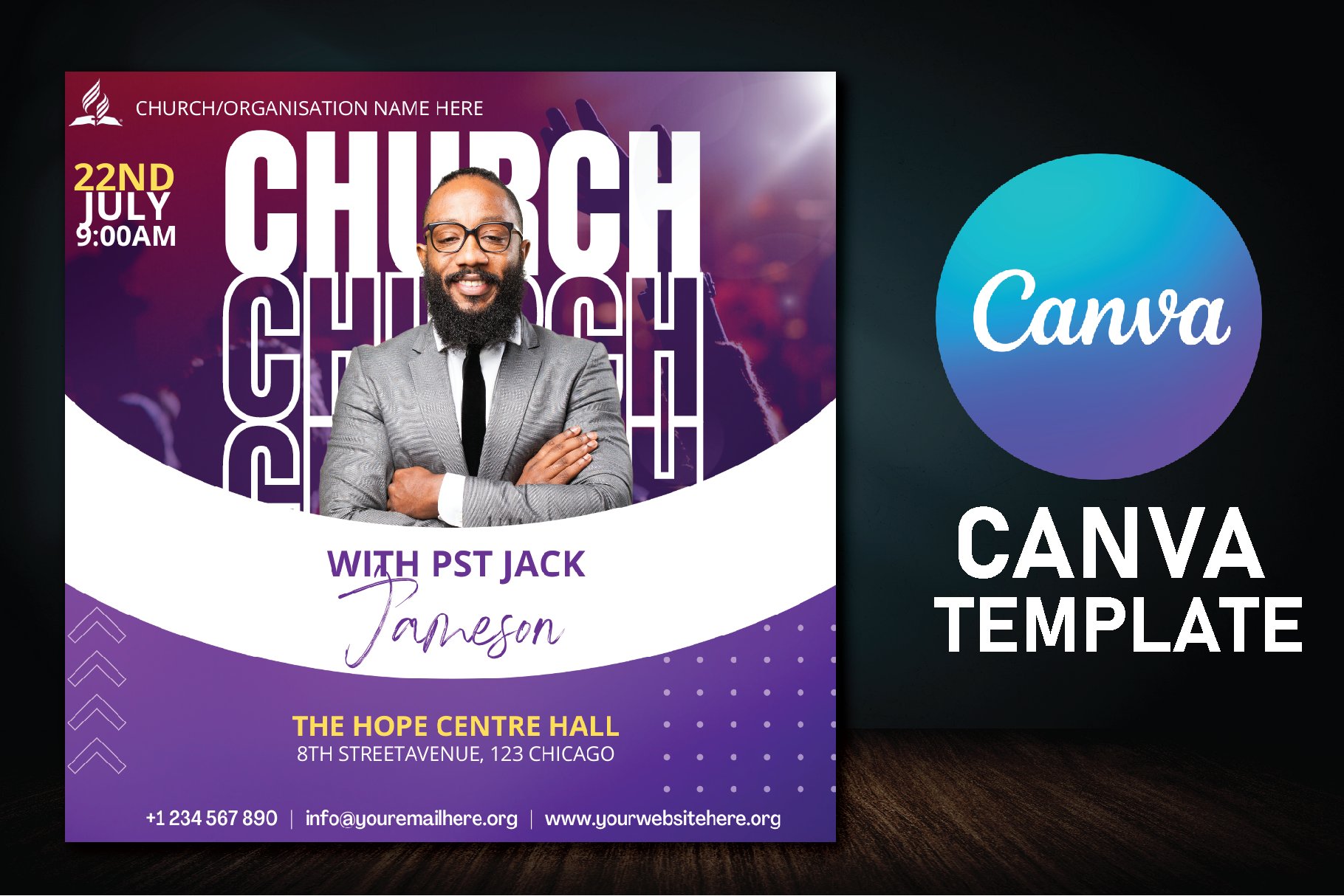 CHURCH EVENT CANVA TEMPLATE cover image.