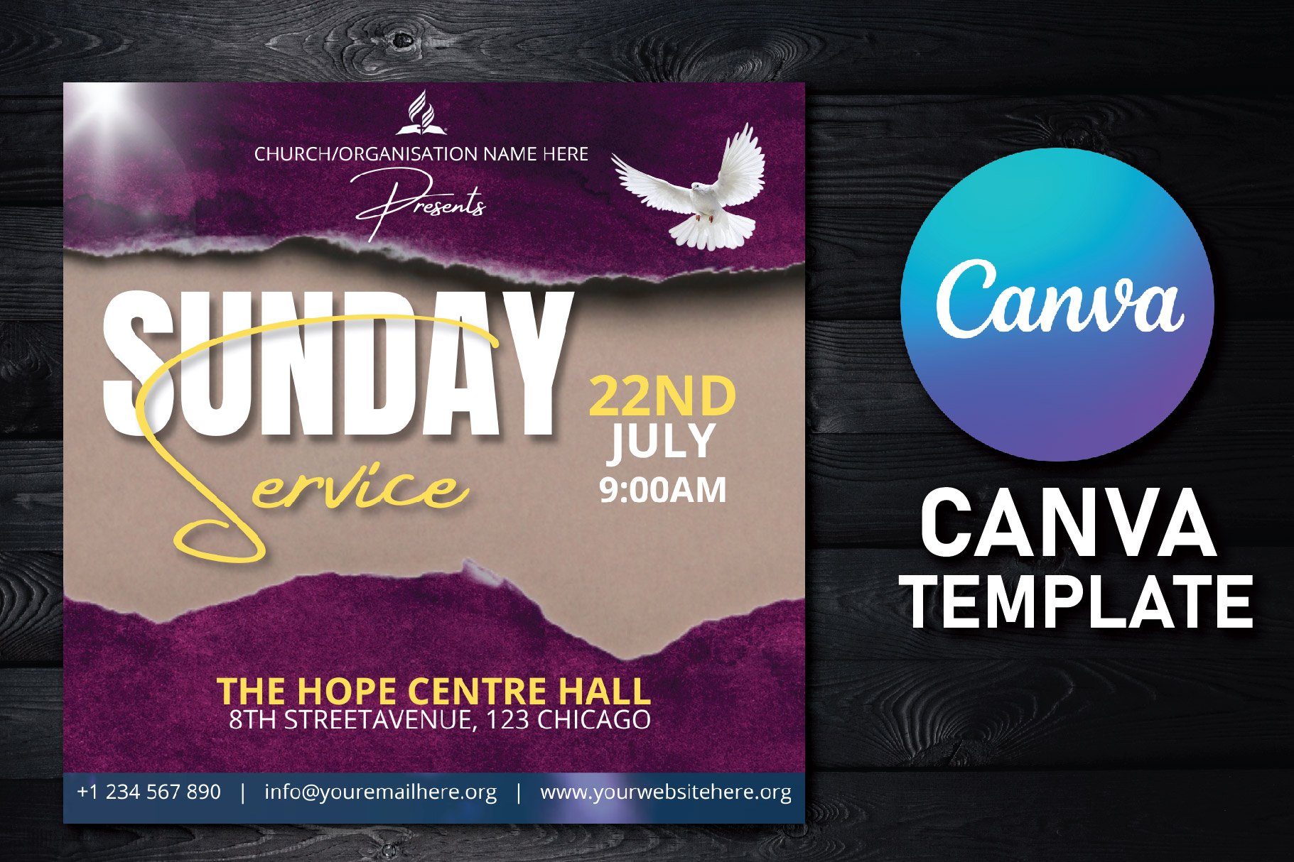 CHURCH SERVICE FLYER CANVA TEMPLATE cover image.