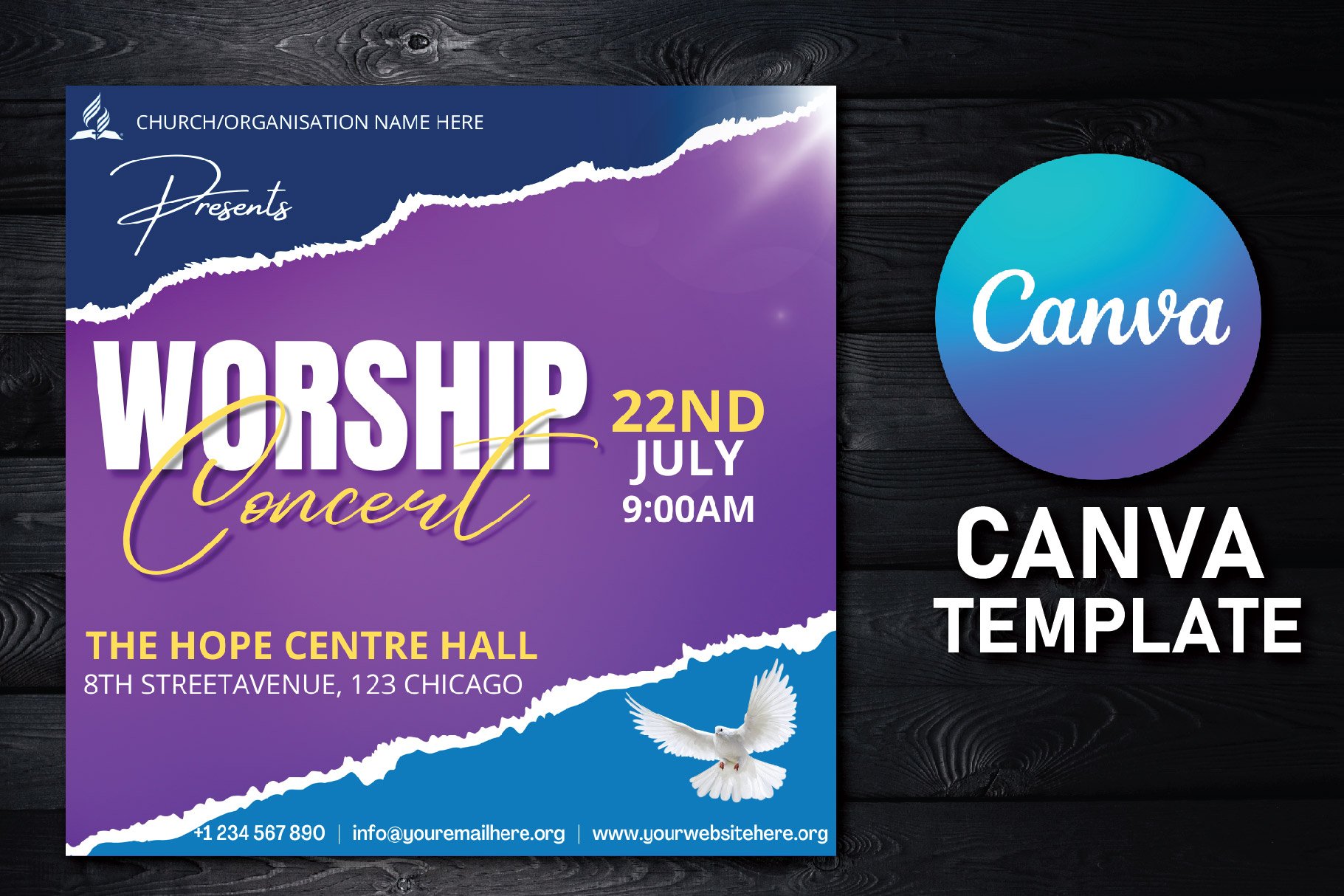 Worship Concert Canva Template cover image.