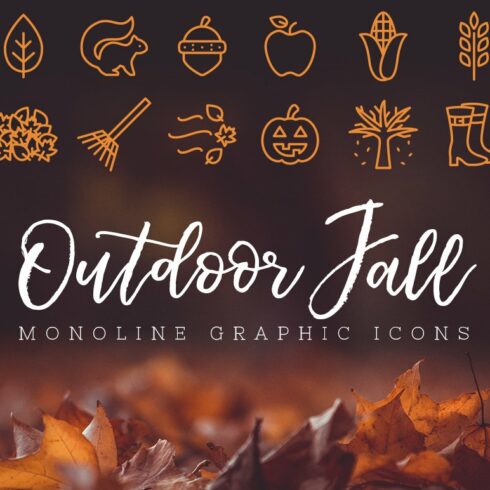 Outdoor Fall Monoline Icons cover image.
