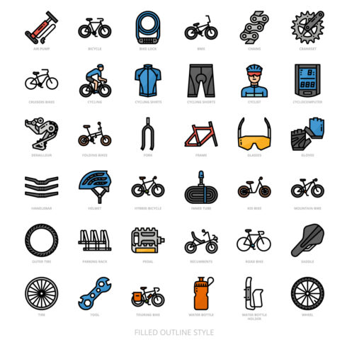 36 Bicycle Icons Set x 4 Styles cover image.