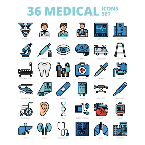 36 Medical Icons Set x 4 Styles cover image.