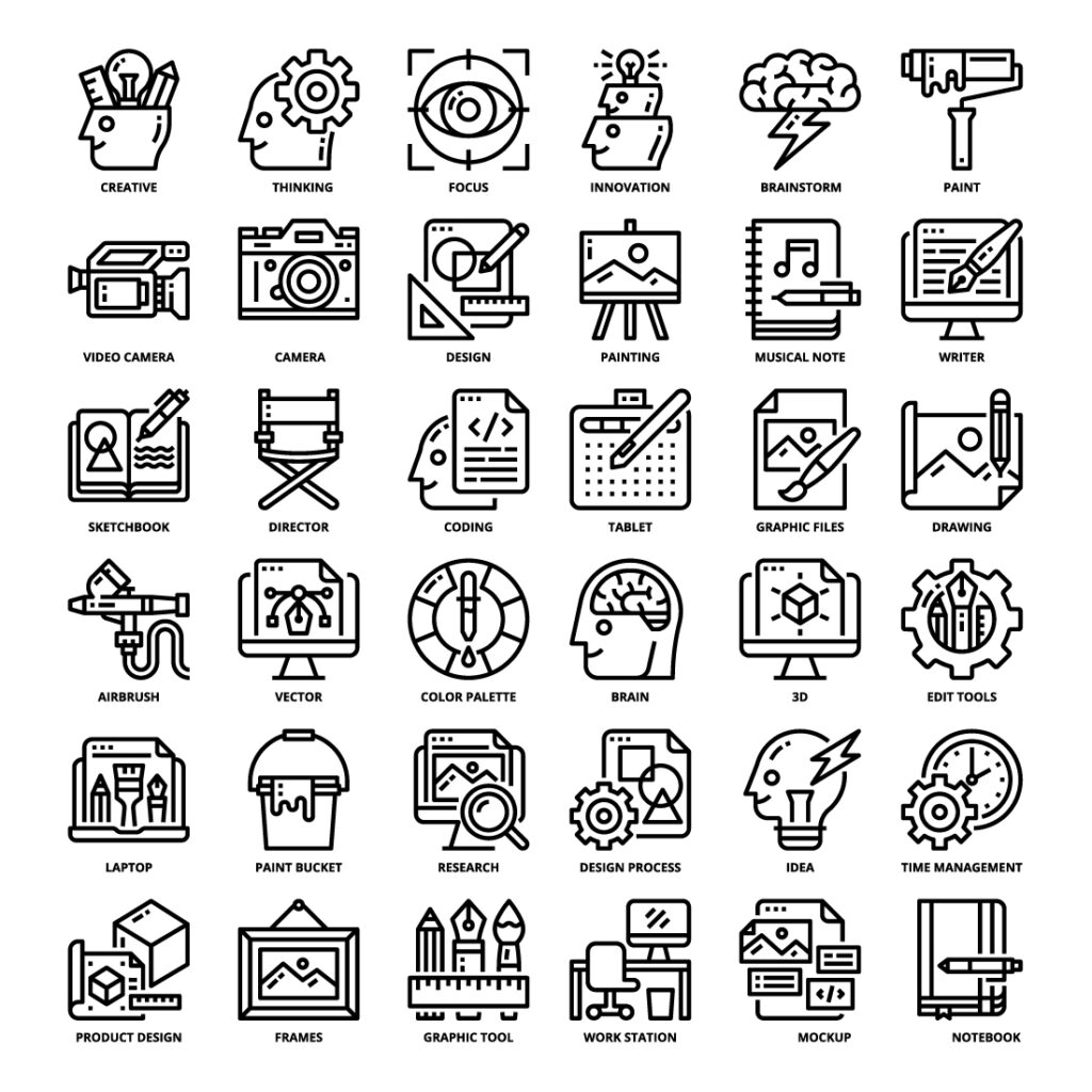 36 Creative Icons Set x 4 Styles - MasterBundles