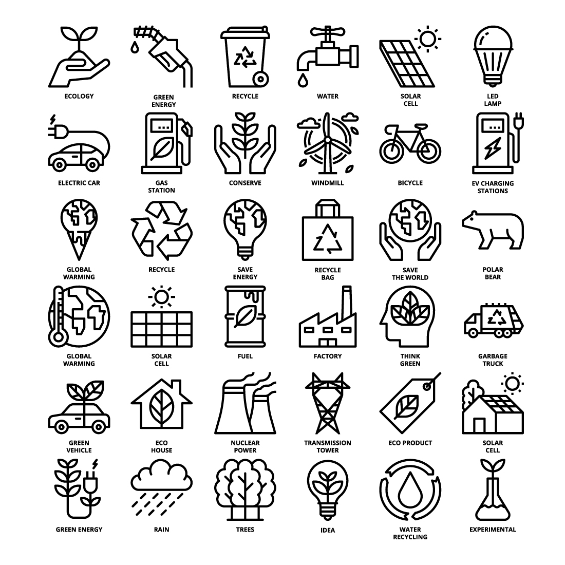 36 ECO Icons Set x 4 Styles preview image.