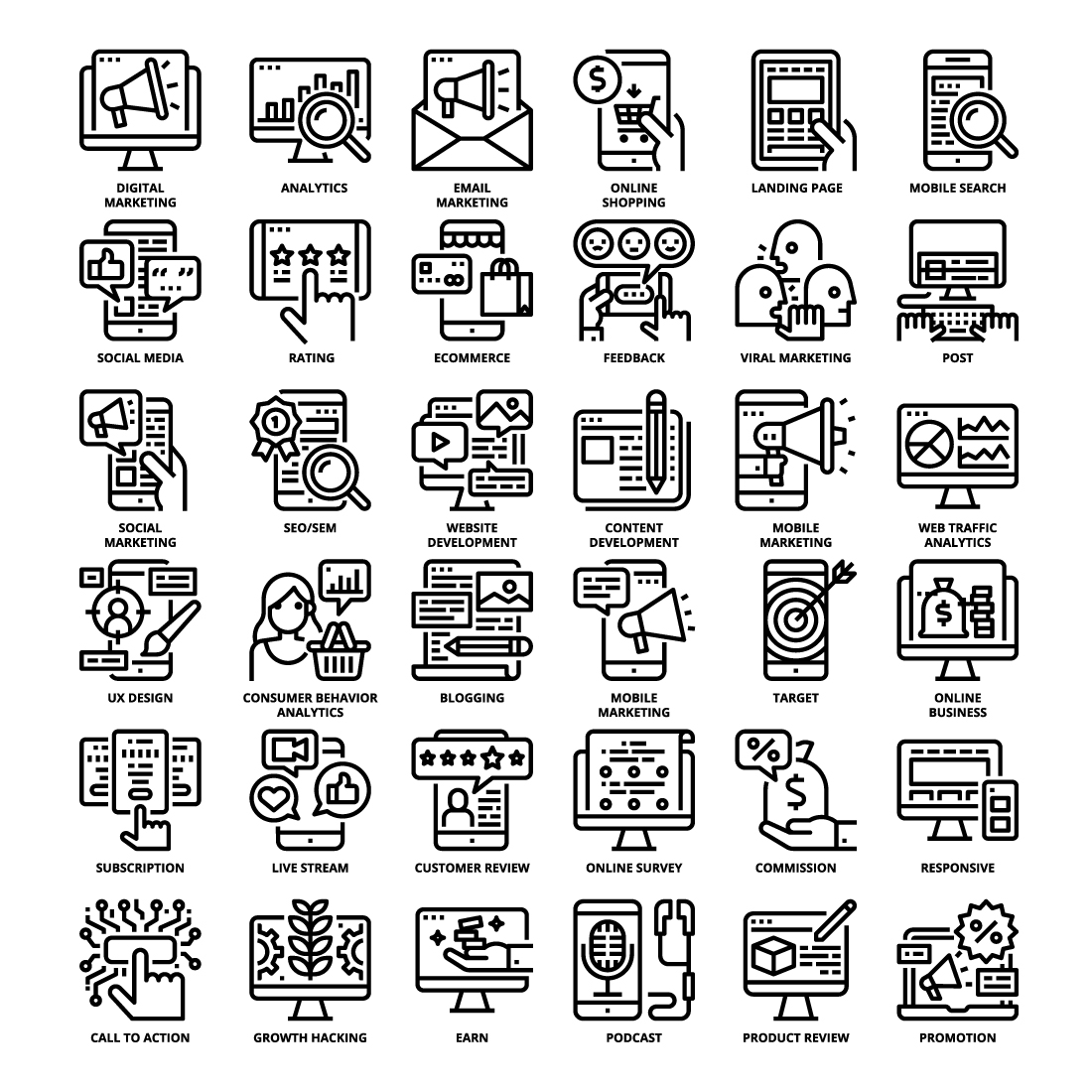 36 ECO Icons Set x 4 Styles preview image.