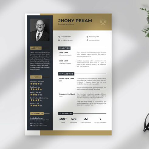 Lawyer Attorney Resume CV cover image.