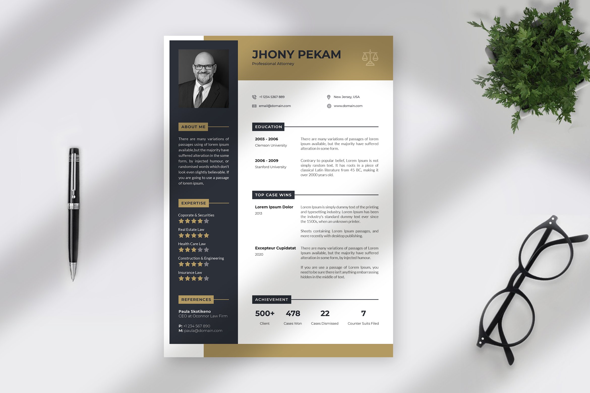 Lawyer Attorney Resume CV cover image.