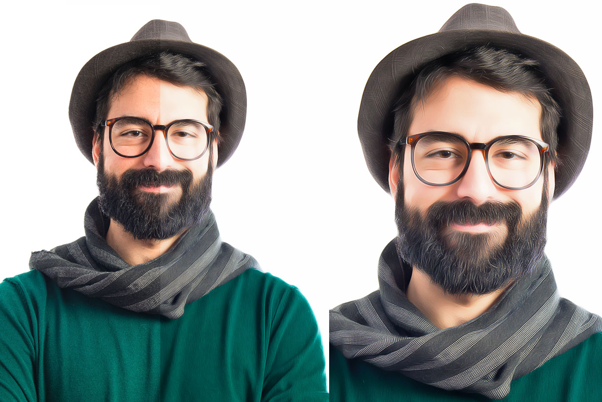 Man with a beard wearing a hat and scarf.