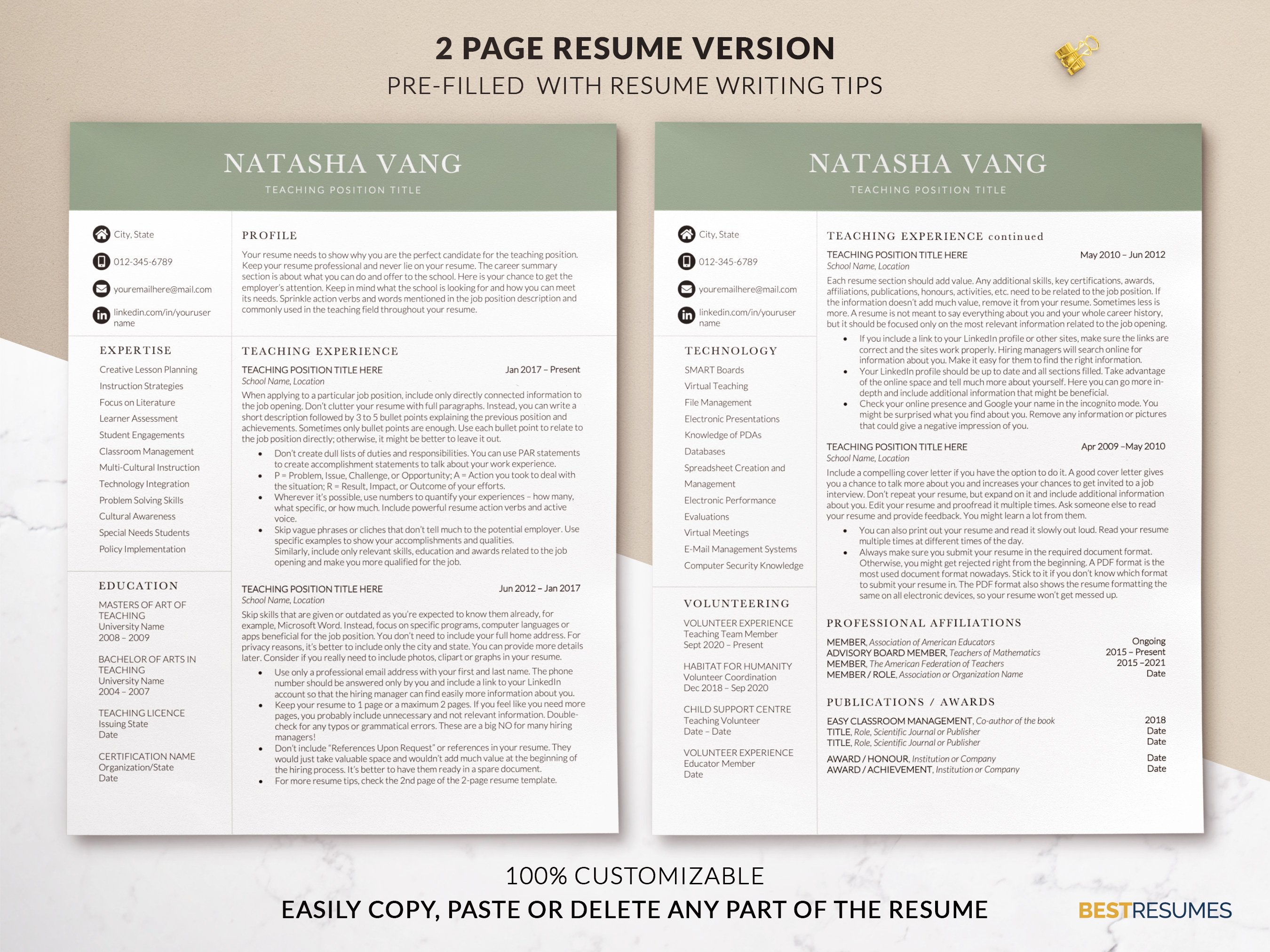 professional resume for teachers template resume two page natasha vang 722