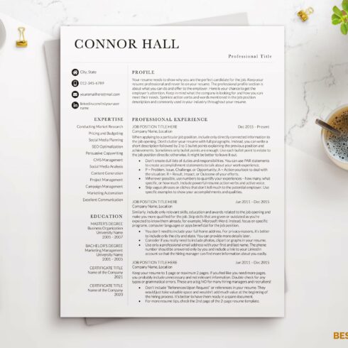 Professional Resume Page Simple CV cover image.